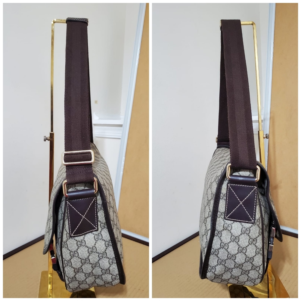 Gucci GG Plus Monogram Double Buckle Flap Messenger Bag - Picture 6 of 11